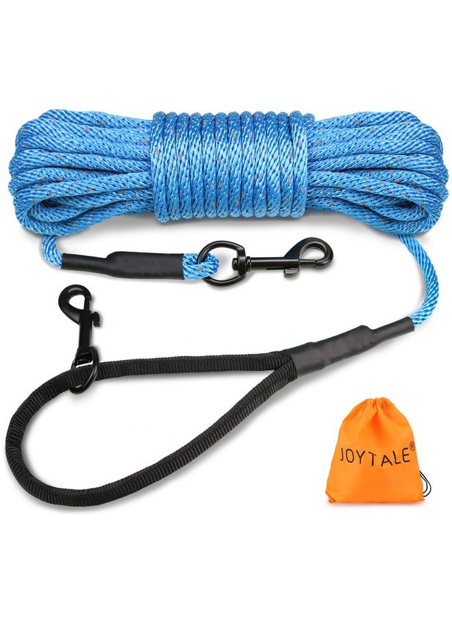 Joytale - Joytale Long Dog Training Leash, 30 FT Tie Out Rope Check Cord Dogs Leashes with Padded Handle, Reflective Recall Lead for Puppy and Small Dogs, Blue - Image 1