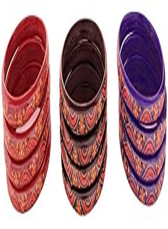 NMII طقم أساور كادا من زجاج NMII مزين بنقوش زهور مطبوعة أو جذابة بلمسة نهائية لامعة للنساء والفتيات، (متعدد الألوان، 2.8 بوصة)، عبوة من 24 سوار كادا - Image 4