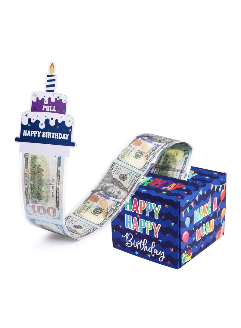 KASTWAVE Happy Birthday Money Box for Cash Gift Pull, Surprise Money Gift Boxes for Kids Adults with Pull Out Happy Birthday Day Card and 100Pcs Transparent Bags, Fun Ways to Give Cash as A Gift - Image 1