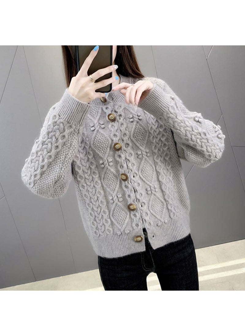Generic - Spring Autumn Season Women Short Sleeve Knitted Open Shirt Small Personality Ladies Wool Coat Fashionable Top 1255 beige - Image 1