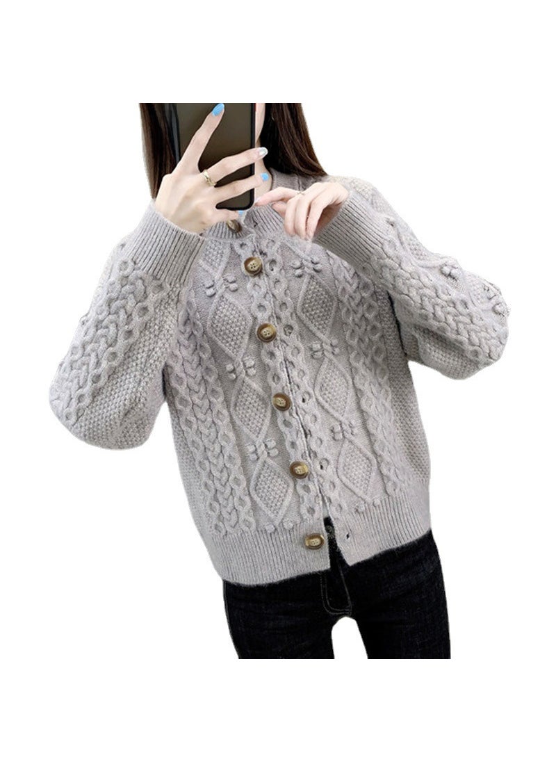 Generic - Spring Autumn Season Women Short Sleeve Knitted Open Shirt Small Personality Ladies Wool Coat Fashionable Top 1255 beige - Image 1