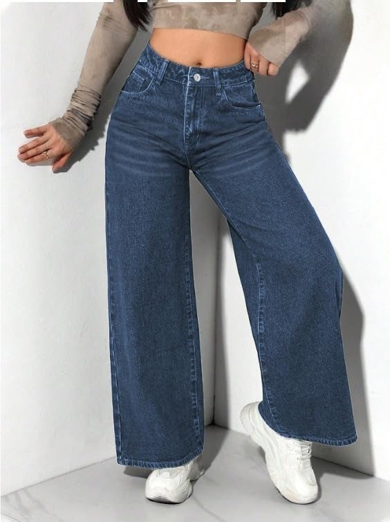 Ben Martin Baggy Jeans for Women || Women,s Loose Jean Pants || Oversized Jean's for Women's || Wide Leg Jean,s for Woman || Casual Jins for Woman's || Loose Jin Pant for Woman,s Dark Blue 03-28 - Image 3