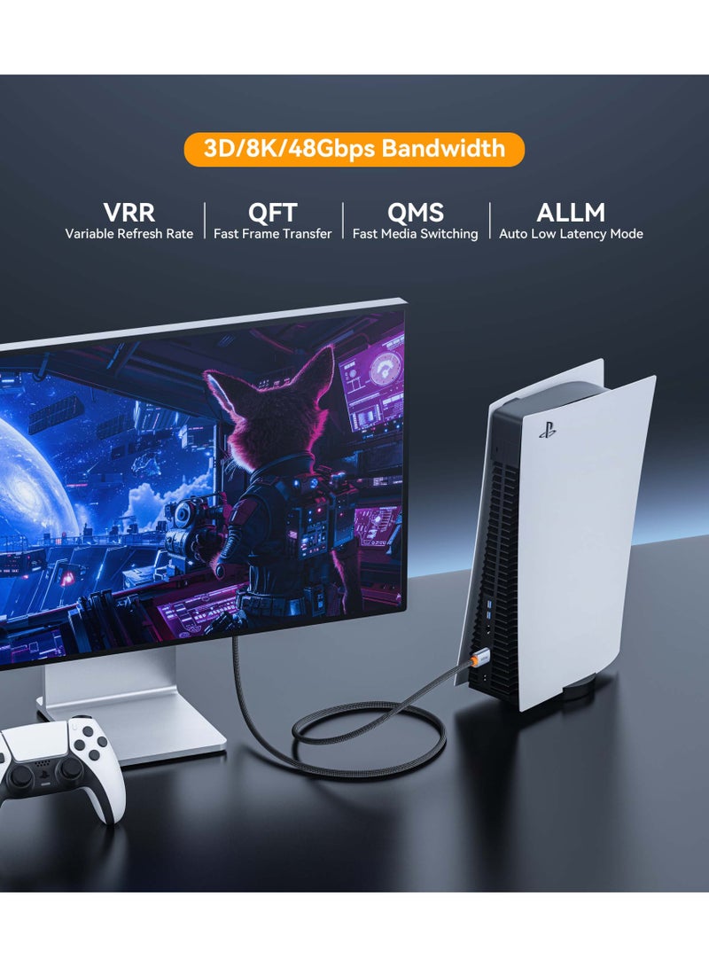 سوتاكو كابل HDMI 2.1 عالي السرعة من SOTAKO بطول 3 متر بسرعة نقل تصل إلى 48Gbps، يدعم دقة 8K@60Hz و4K@120Hz بجودة Ultra HD ‏4320P، مزود بتقنية eARC لتجربة صوت وصورة محسّنة. متوافق مع أجهزة اللابتوب، الشاشات، تلفزيونات UHD، وأجهزة الألعاب PS5 وPS4 مع دعم Dolby للحصول على أداء فائق الوضوح - Image 5