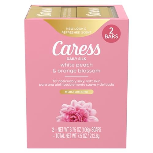 Caress Beauty Bar Soap For Women, Daily Silk With Silk Extract and Floral Oil Essence Moisturizing Body Soap for Silky, Soft Skin, 3.75 oz, 2 Bath Bars - Image 1
