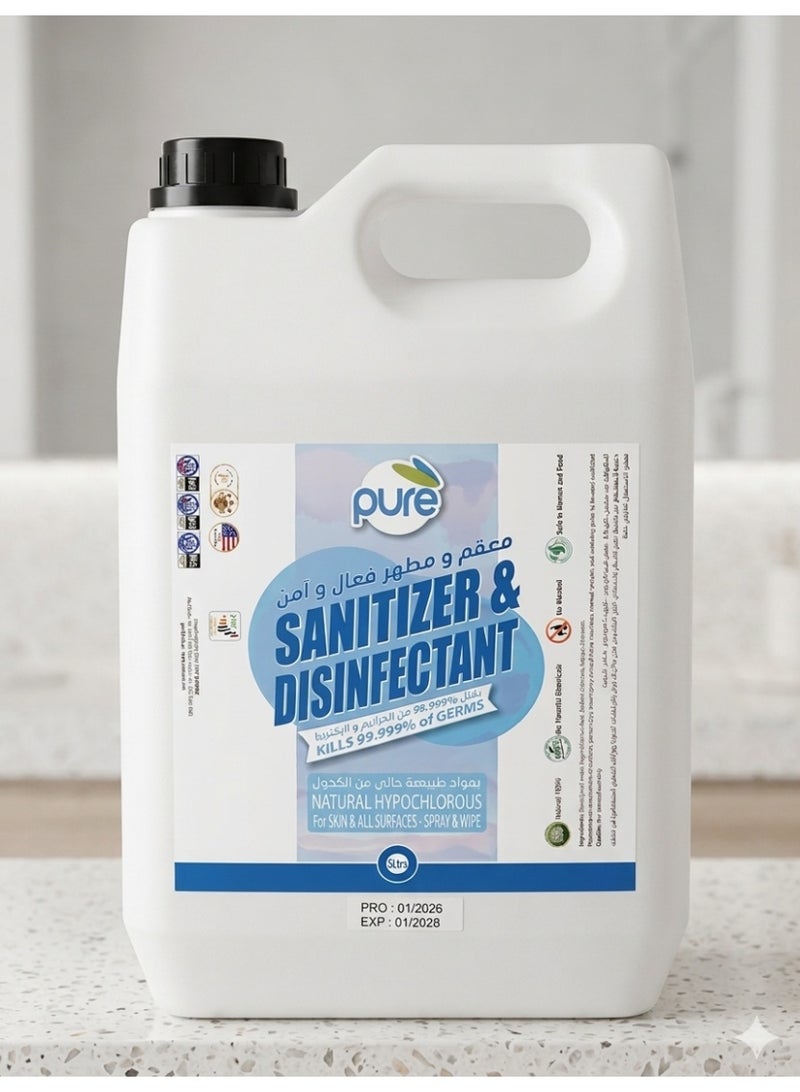 PURE Natural Hypochlorous Sanitizer & Disinfectant Liquid, 5l - Image 1