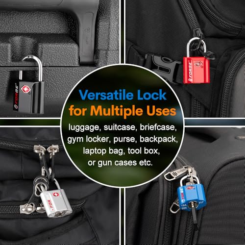Forge Small TSA Approved Luggage Locks: Ultra Secure Dimple Key Travel Locks Alloy Body, for Luggage, Travel Cases, Backpacks, Red 4 Pack. - Image 4
