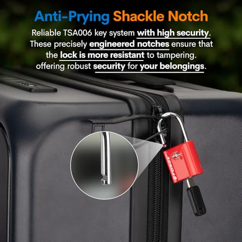 Forge Small TSA Approved Luggage Locks: Ultra Secure Dimple Key Travel Locks Alloy Body, for Luggage, Travel Cases, Backpacks, Red 4 Pack. - Image 3