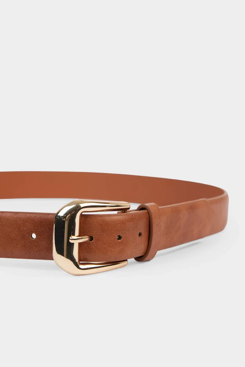 ديفاكتو Woman Big Clasp Faux Leather Belt