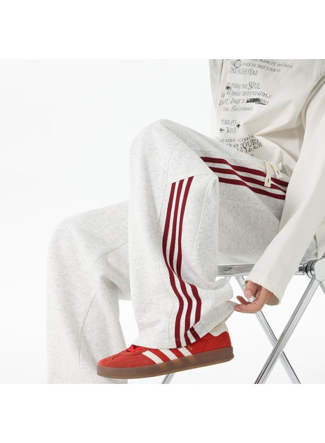 Izexx Men's Striped Casual Pants Autumn American Style Trendy Versatile Comfortable Loose Wide-leg Pants Jk68 White Gray XL - Image 5