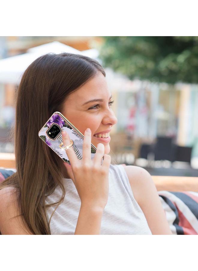 إيروريكس جراب لهاتف Xiaomi Poco X3 NFC بنمط طلاء كهربائي IMD TPU مقاوم للصدمات مع حامل حلقي من حجر الراين - Image 4