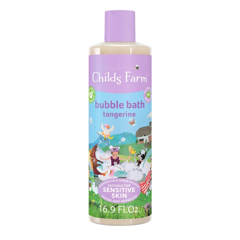 Childs Farm, Kids Bubble Bath for Dry, Sensitive Skin, Organic Tangerine, Gently Cleanses & Soothes, Vegan, Cruelty-Free, 16.9 fl oz - Image 1