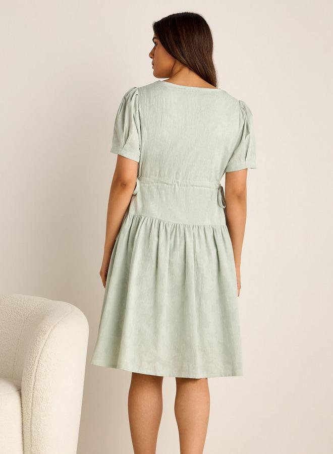 سبلاش فيڤ فستان حمل مريح بياقة على شكل حرف - Image 3