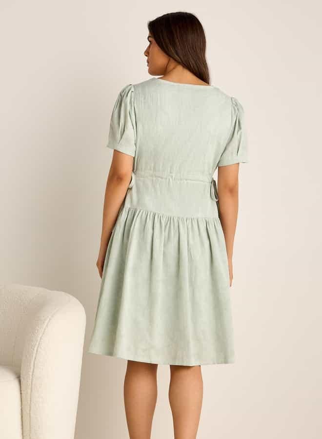 سبلاش فيڤ فستان حمل مريح بياقة على شكل حرف - Image 4