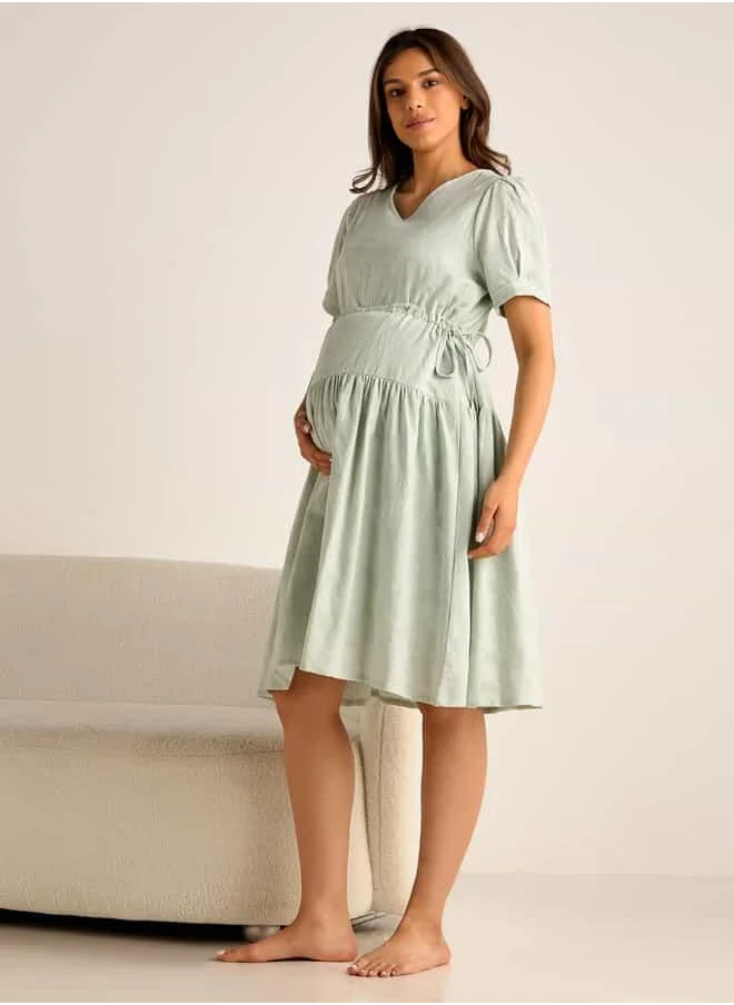 FAV Textured V-neck Maternity Night Dress