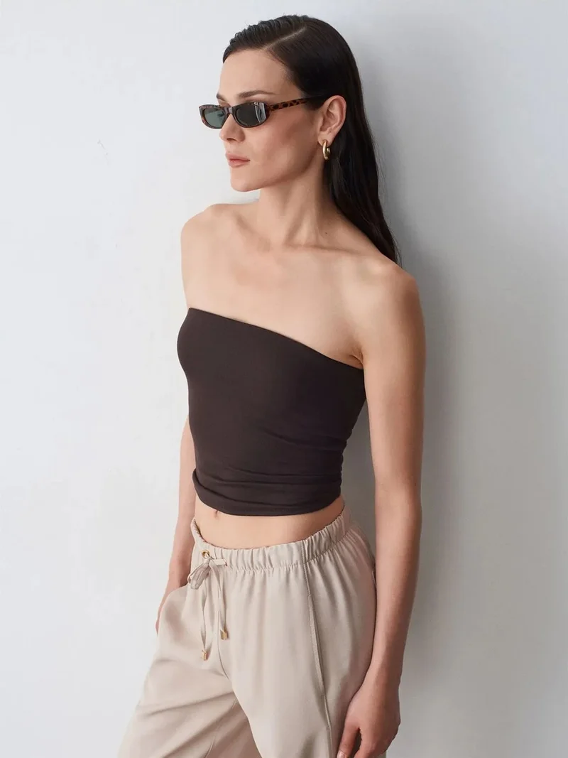 ديلفين Dilvin Women’s Strapless Crop Bandeau Top