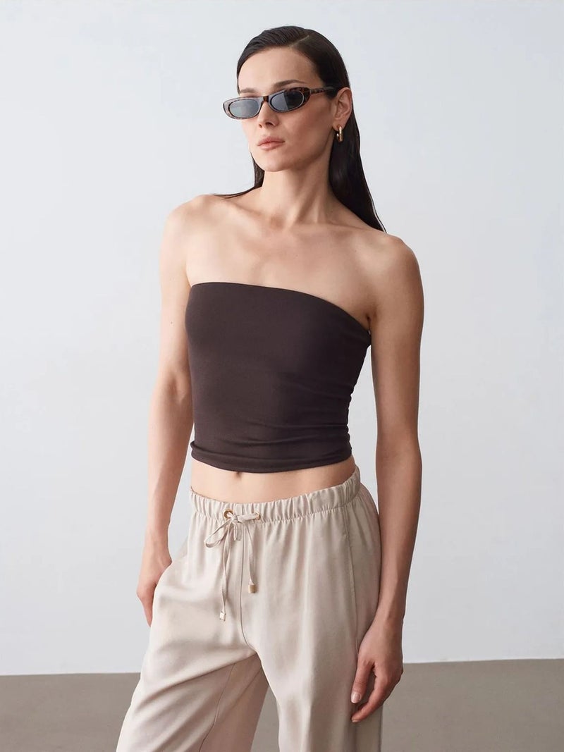 DILVIN Women’s Strapless Crop Bandeau Top - Image 3