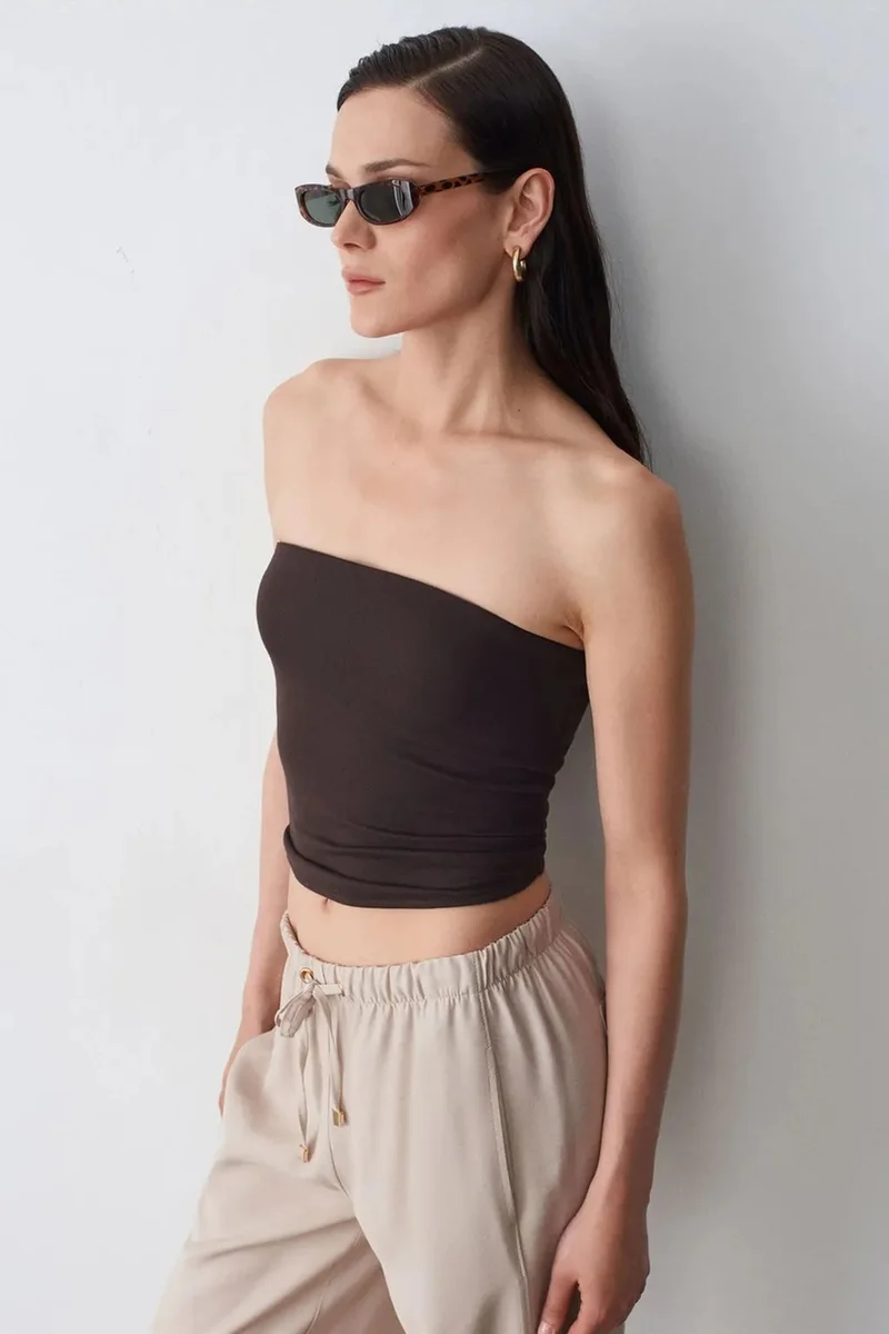 Dilvin DILVIN Women’s Strapless Crop Bandeau Top