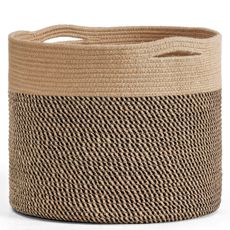 Goodpick Large Cotton Rope Basket 15.8"x15.8"x13.8"-Baby Laundry Basket Woven Blanket Basket Nursery Bin, Jute - Image 1