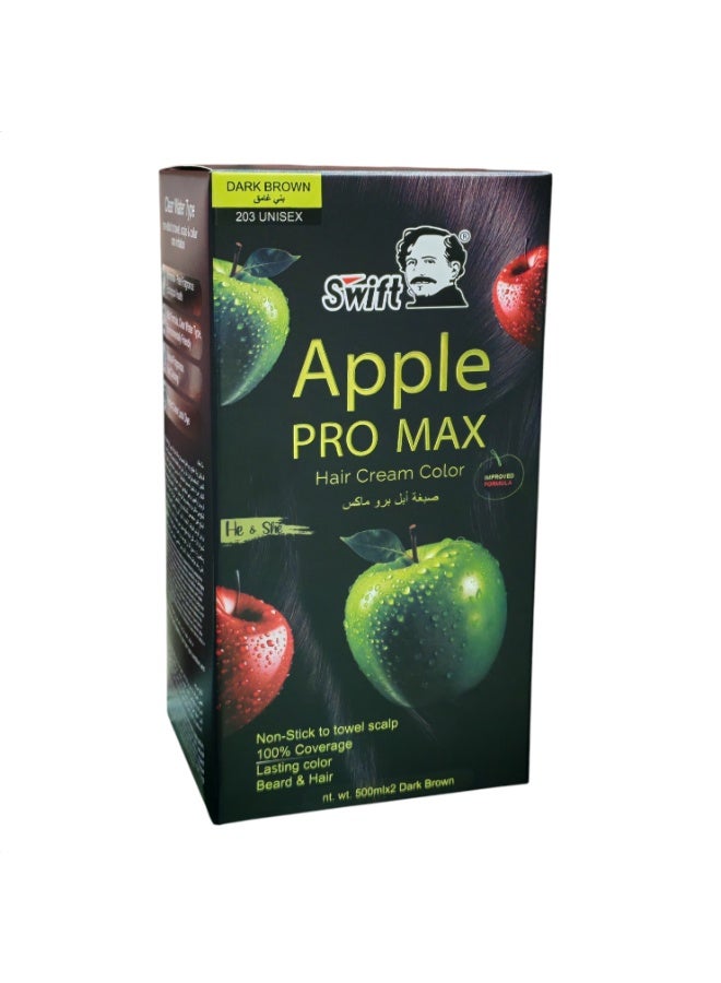 Swift Apple PRO MAX Hair Cream Color - Dark Brown 203 (Value Pack 2 x 500ml) - Image 2