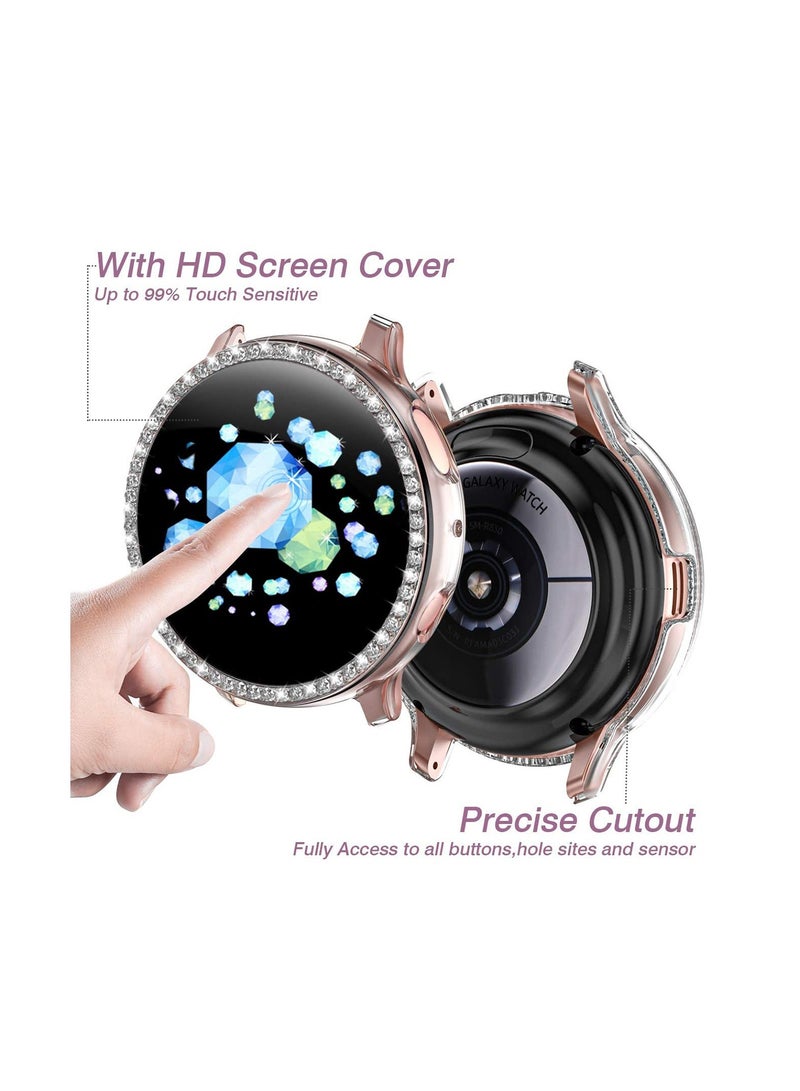 SYOSI Suitable for Samsung active2 watch protective case Samsung watch protective case diamond, for Samsung Galaxy Watch Active 2 Screen Protector Protective Bumper with HD Screen Protector (Clear) - Image 2