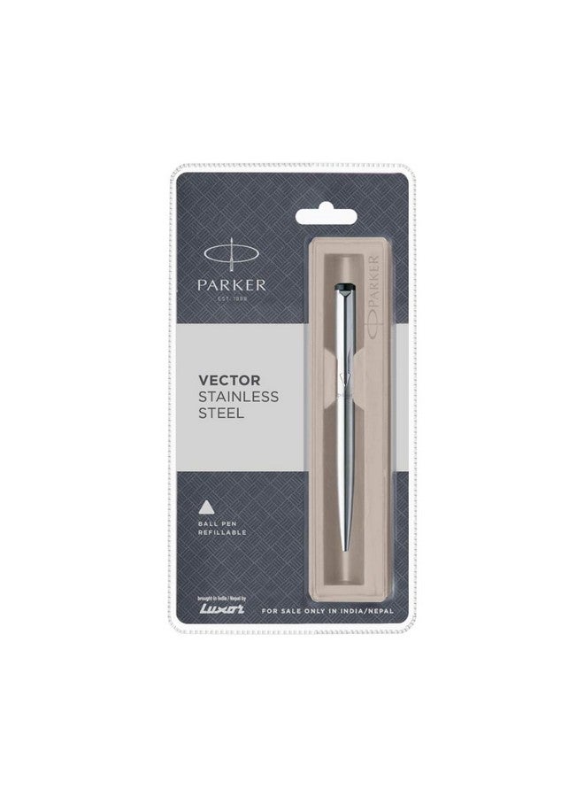 PARKER Vector Stainless Steel Chrome Trim Ball Pen| Ink Color : Blue | Novel Gifts For Professionals | Perfect For Corporate Use - Image 2