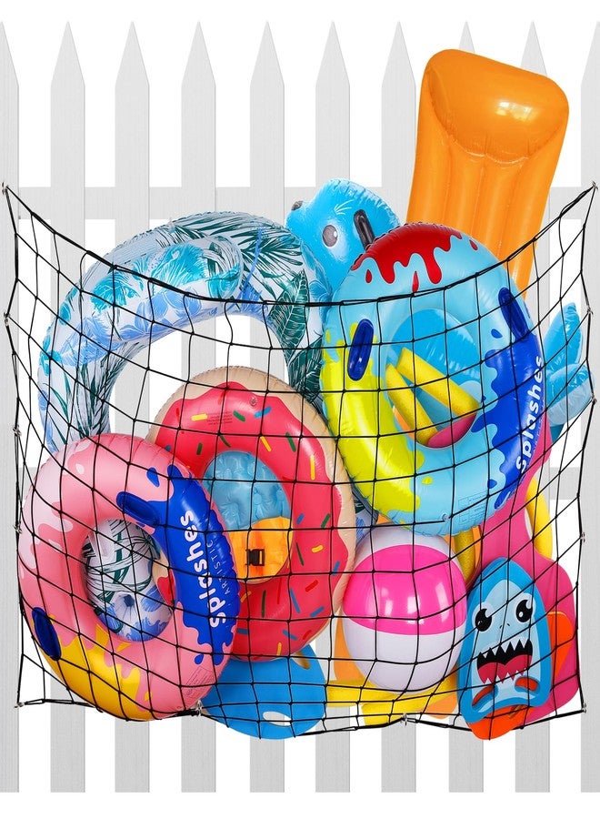PAMASE Extra Large Pool Toy Float Storage Net - 71 * 47in Hanging Heavy-Duty Elastic Mesh Net Organizer with 20 Hooks, Swimming Poolside Fence Toys Holder for Inflatable Rafts, Noodles, Balls, Chairs - Image 1