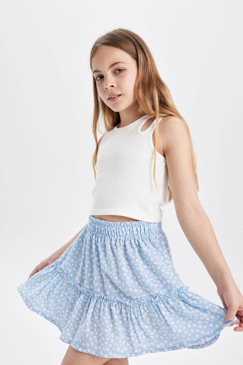 DeFacto Blue Girl Girl Viscose Regular Fit Skirt Casual - Image 3