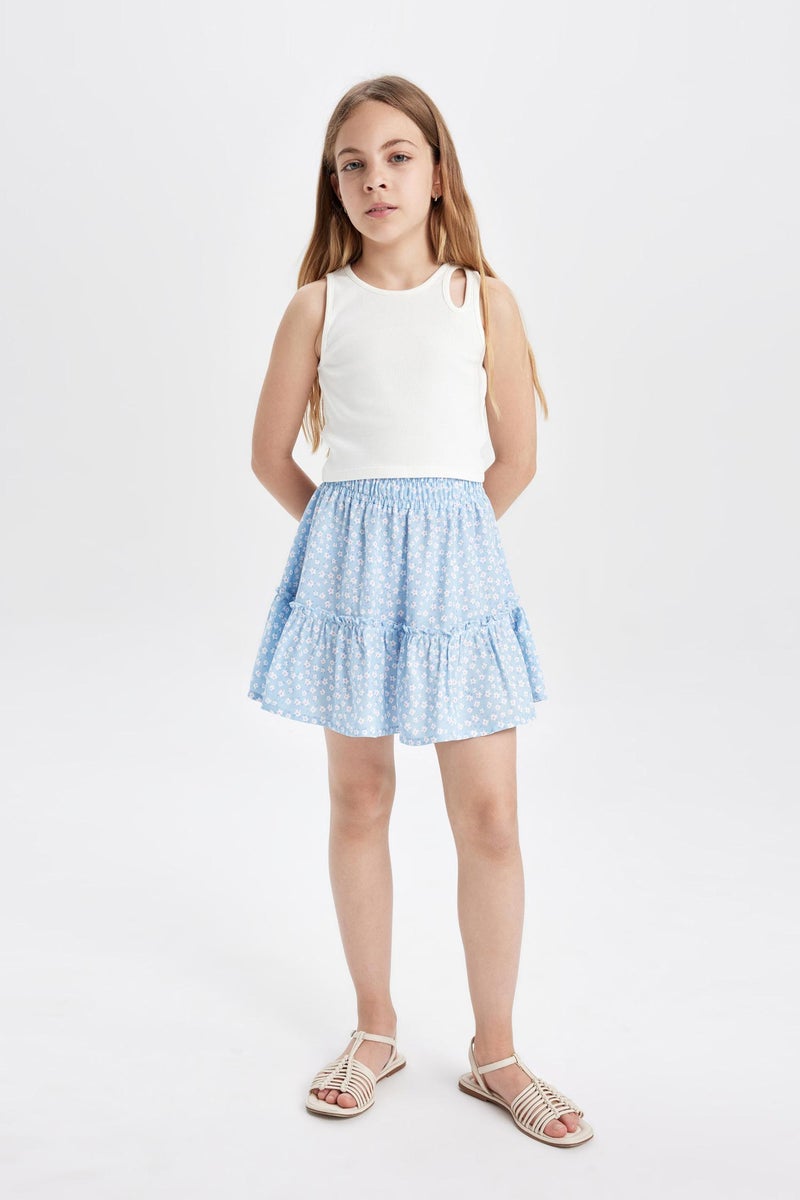 DeFacto Blue Girl Girl Viscose Regular Fit Skirt Casual - Image 1