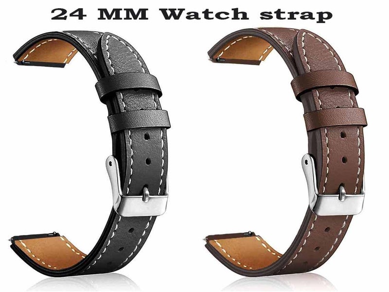 ADAMO Universal genuine leather Strap Suitable for all watches (for replacement to titan, timex etc.) and 24MM Smart Watches R32BLN09-R32BLE09 - Image 2