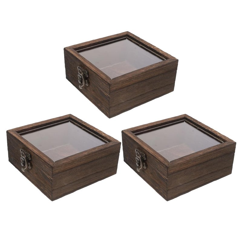 Wooden Insect Display Case 3.93x3.93x1.97in Clear Top Specimen Storage Box For Butterflies - Image 2