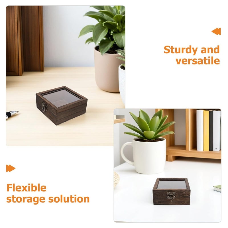 Wooden Insect Display Case 3.93x3.93x1.97in Clear Top Specimen Storage Box For Butterflies - Image 4