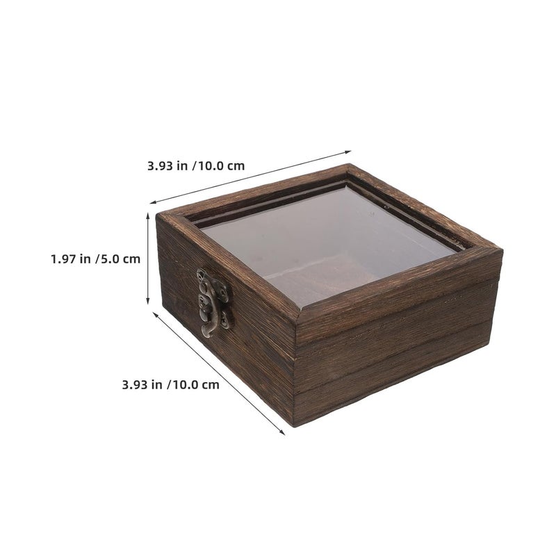 Wooden Insect Display Case 3.93x3.93x1.97in Clear Top Specimen Storage Box For Butterflies - Image 5