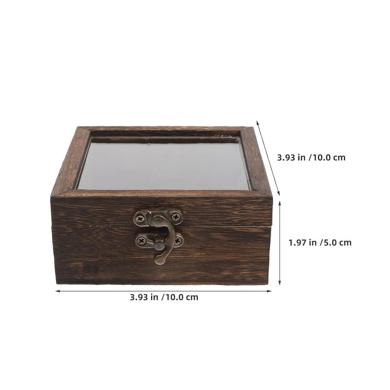 Wooden Insect Display Case 3.93x3.93x1.97in Clear Top Specimen Storage Box For Butterflies - Image 3