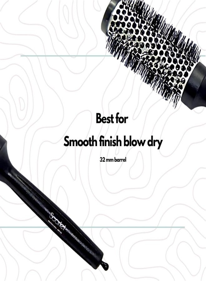 Scarlet Line Professional Medium Blow Dry Hot Curling Round Hair Styling Brush With Plastic Handle for Men and Women, Black and White, 32 mm - Image 5