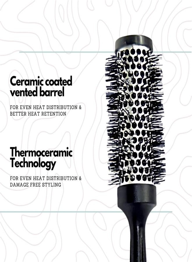 Scarlet Line Professional Medium Blow Dry Hot Curling Round Hair Styling Brush With Plastic Handle for Men and Women, Black and White, 32 mm - Image 3
