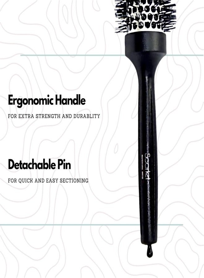 Scarlet Line Professional Medium Blow Dry Hot Curling Round Hair Styling Brush With Plastic Handle for Men and Women, Black and White, 32 mm - Image 4