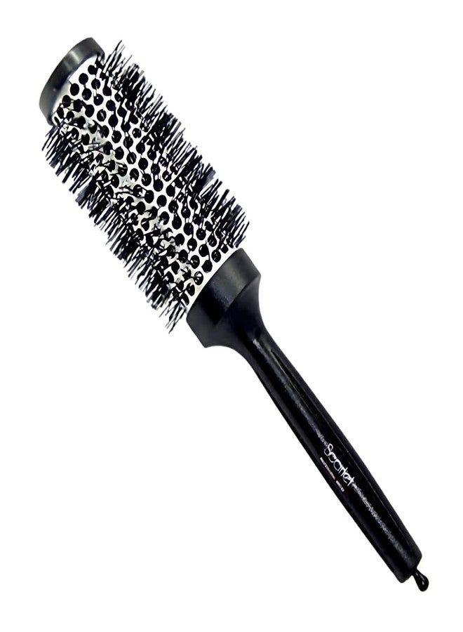 Scarlet Line Professional Medium Blow Dry Hot Curling Round Hair Styling Brush With Plastic Handle for Men and Women, Black and White, 32 mm - Image 1