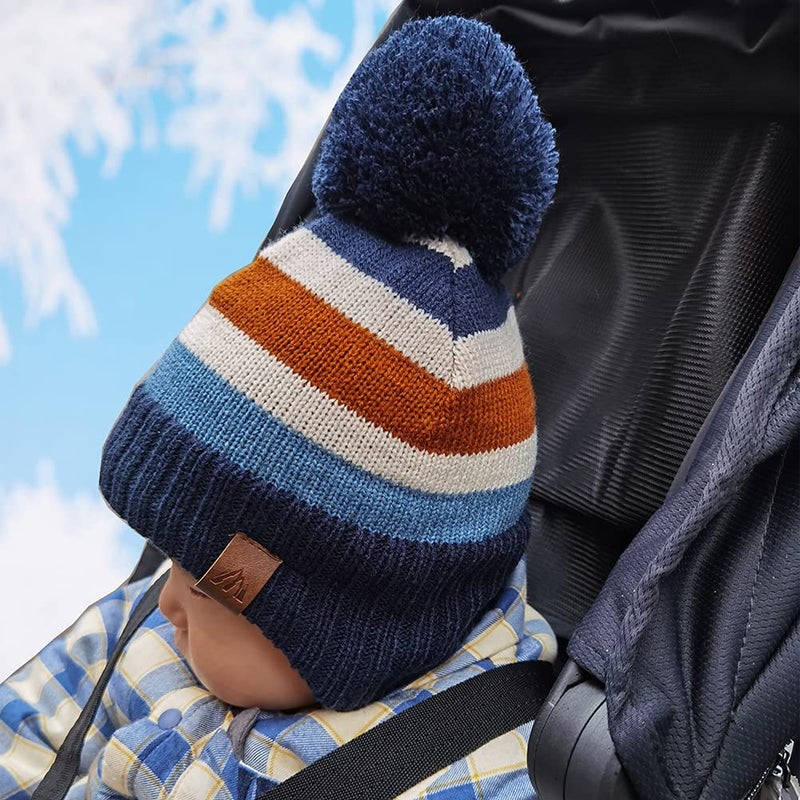 Moon Kitty Baby Hats for Boys and Girls - Upgrade Soft Pompom Fleece Lining Boys Winter Earflap Hat - Image 4