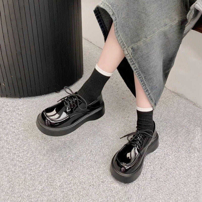 College Style Soft Leather Shoes For Women 2026 Spring Versatile New British Style Lace-Up Loafers To Match Skirts Thick-Soled Single Shoes - Image 4