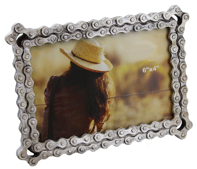 Old River Outdoors Old River Outdoors BicycleMotorcycle Chain Picture Frame 4 X 6 Photo  Faux Bike Chain 