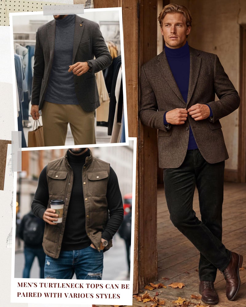 Riyiper 3 Pack Men's Turtleneck Shirts Thermal Basic Knitted Long Sleeve Casual Slim Fit Winter Pullover Tops(Black, Dark Grey, Navy Blue,L) - Image 5