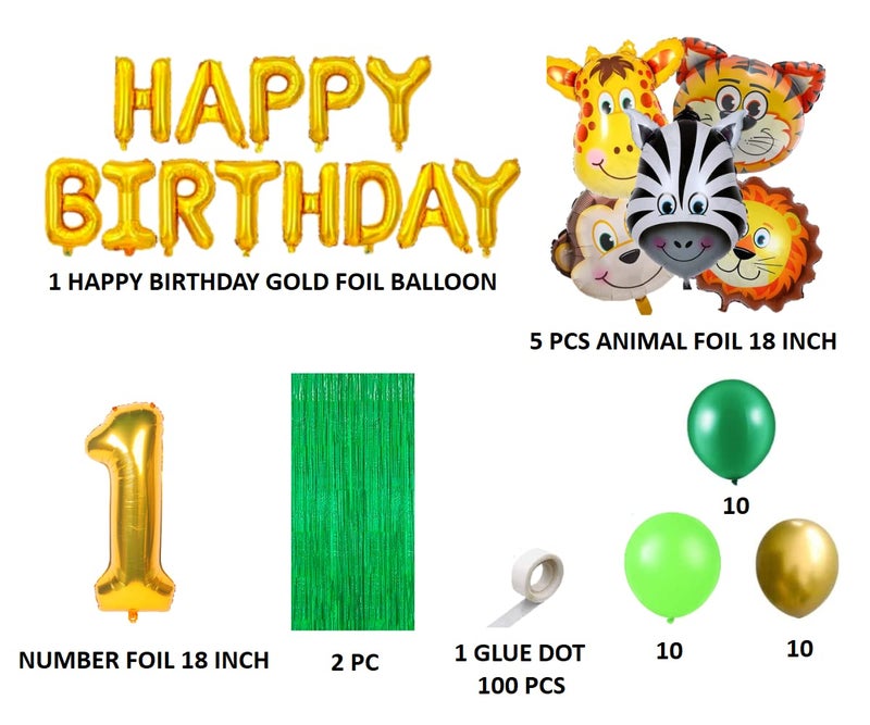 FI - FLICK IN Latex & Paper 40 Pcs 1st Birthday Decoration For Boys Animal Theme Birthday Party Decorations (Pack of 40, Multicolor) - Image 2