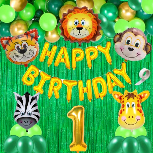 FI - FLICK IN Latex & Paper 40 Pcs 1st Birthday Decoration For Boys Animal Theme Birthday Party Decorations (Pack of 40, Multicolor) - Image 1