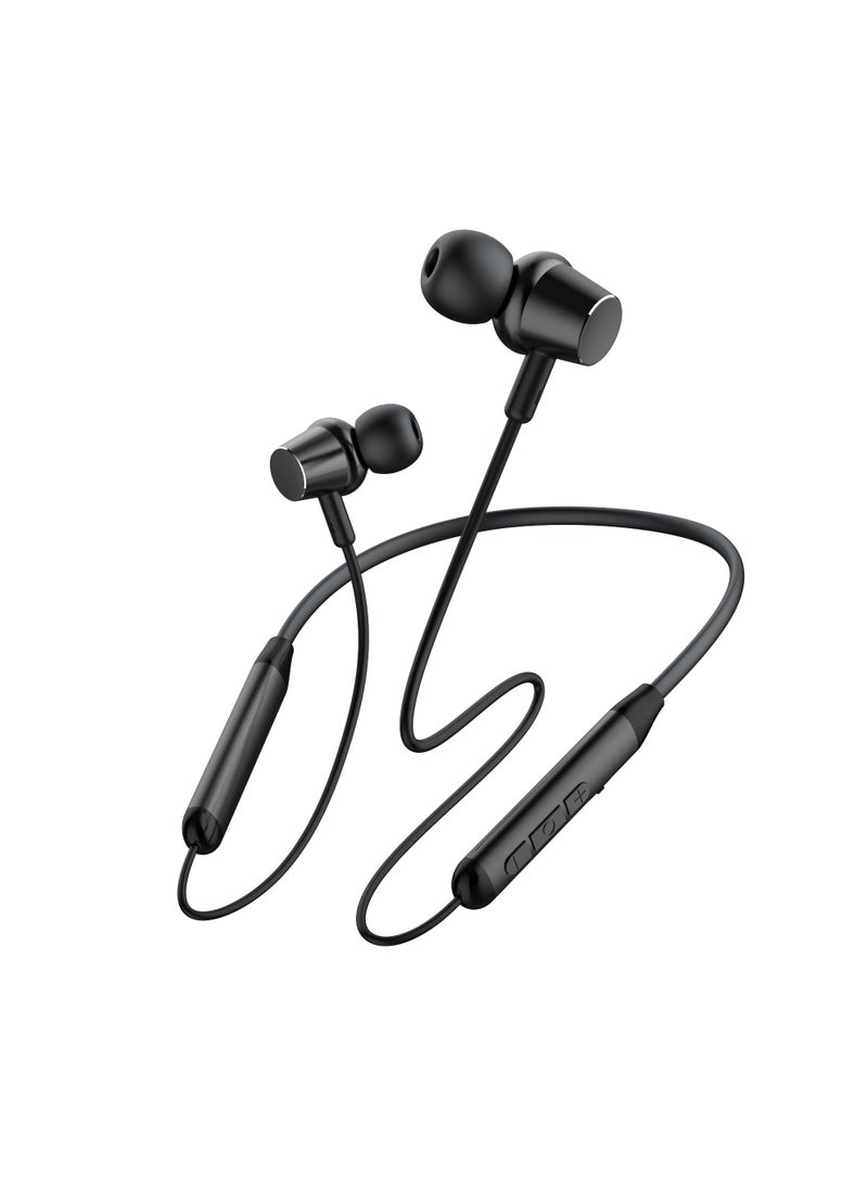 SE5 Wireless Bluetooth 5.3 Neckband Headphones with Stereo Sound and Vibration – Up to 9 Hours of Playback – 10m Connection Range – Black