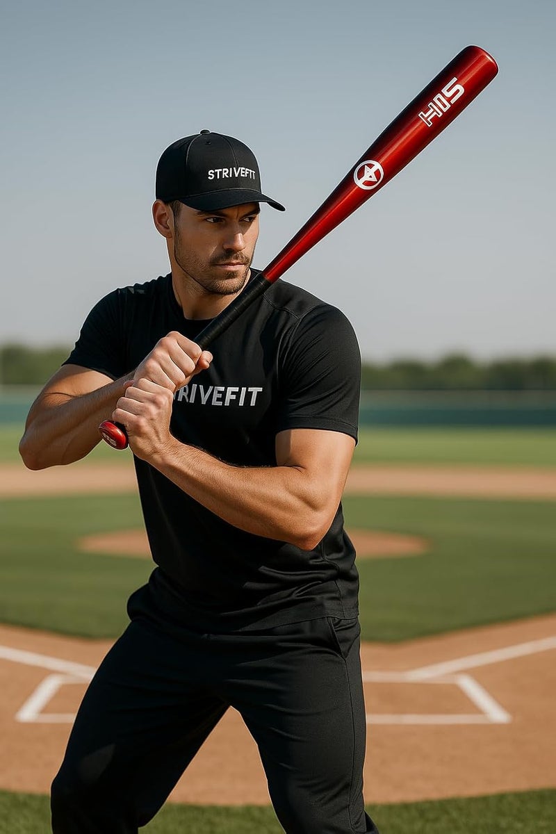 STRIVE FIT Heavy Duty 31.5 Inch Alloy Steel Baseball Bat – Self Defense Sports Equipment with Comfortable Grip & Stylish Coating – Ideal for Practice & Training (Glossy Red) - Image 3