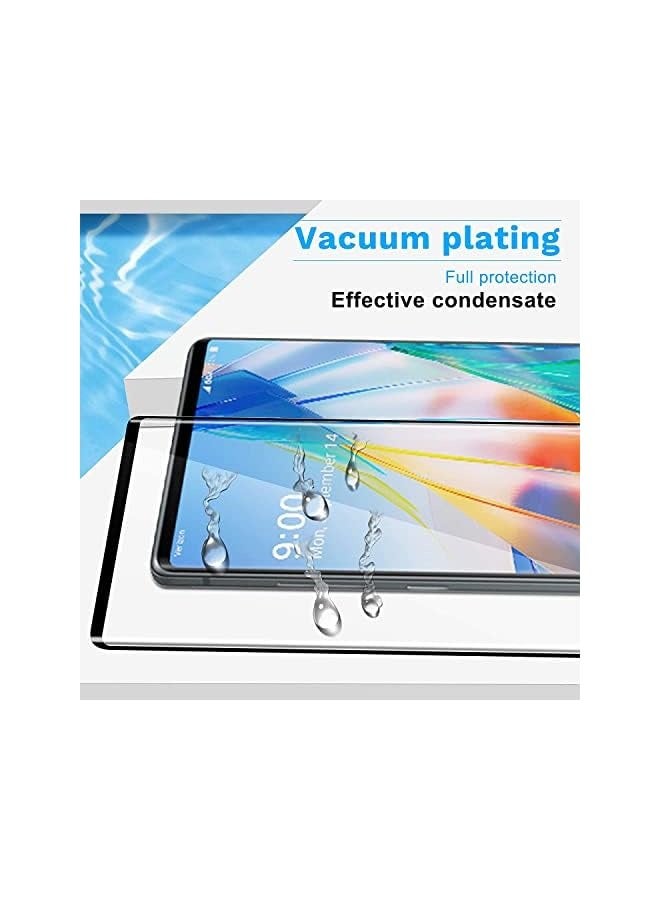 بروماس واقي شاشة من الزجاج المقوى ثلاثي الأبعاد بتغطية كاملة ومقاوم للخدش وخماسي الأبعاد لهاتف LG Wing 5G أسود - Image 4