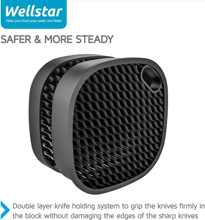 WELLSTAR Universal Knife Block Holder, Stainless Steel Knife Stand Without Knives, Safe Space Saver Large Volume Stable Knife Storage with Scissors Slot, Detachable for Easy Cleaning - Square - Image 3