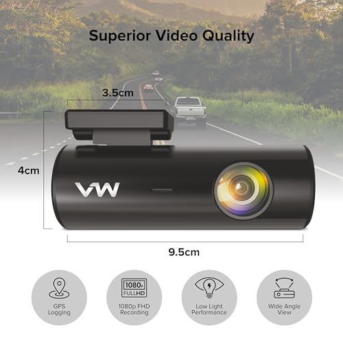 VW Car Dash Camera VW100G (with GPS Log) Dash Cam | Full HD 1080p | Wide Angle View | G-Sensor | WiFi | Hard Wire Kit (Car Charger Not Included) | Emergency Recording | (Dashcam GPS) - Image 2