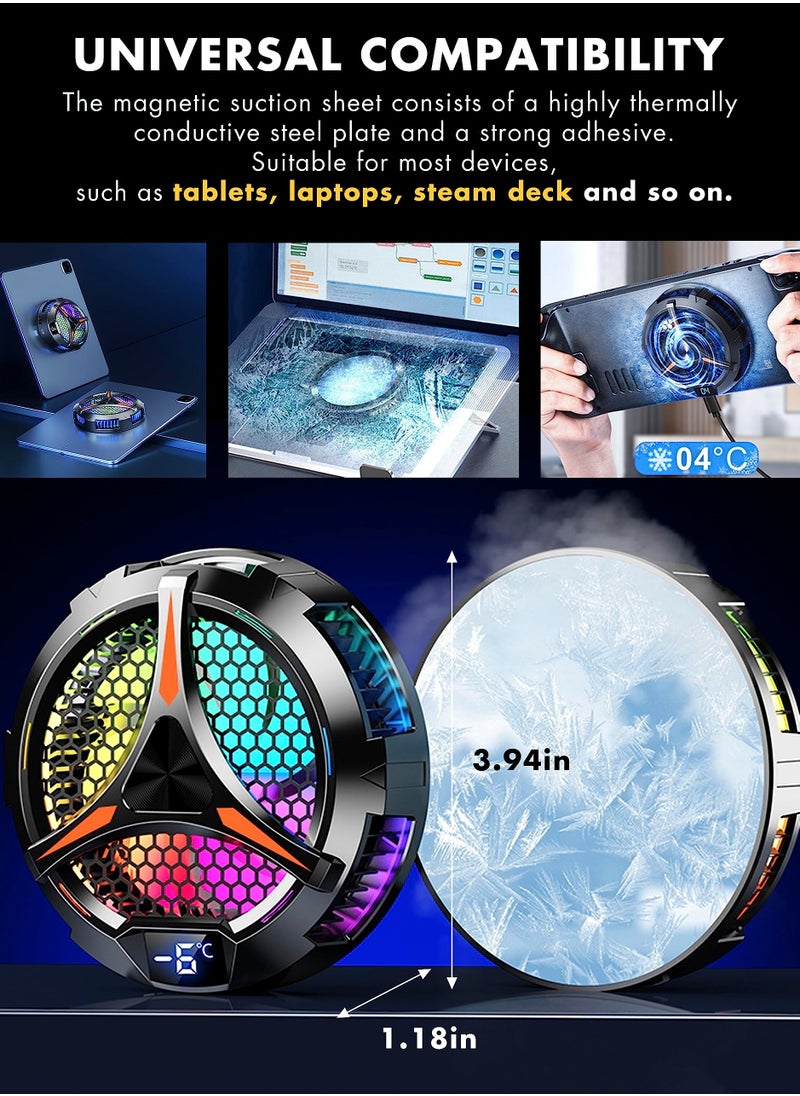 Generic iPad Cooler,Magnetic Tablet Cooler for ipad/surface pro/Samsung Tab,Compatible for Steam Deck,Universal Radiator with Temperature Display for Mobile Gaming,Tiktok Live Streaming  - Image 2