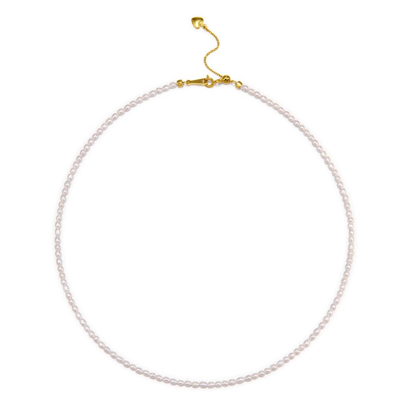 HENGSHENG Freshwater Pearls Choker Necklace for Women Tiny Small Rice Pearl Strand Necklace 18K Gold Plated Bolo Lock Hypoallergenic Cultured Pearl Choker - 18K GP - Image 1
